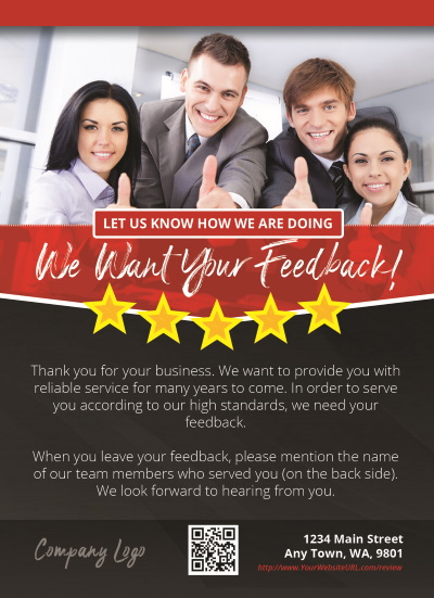 We Want Your Feedback Card